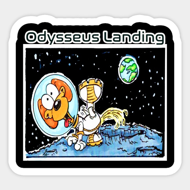 odysseus landing difficulty Sticker by Biomek